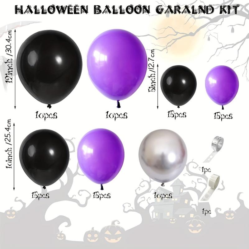 92pcs Purple & Silver Balloon Arch Garland Kit for Halloween Birthday Party