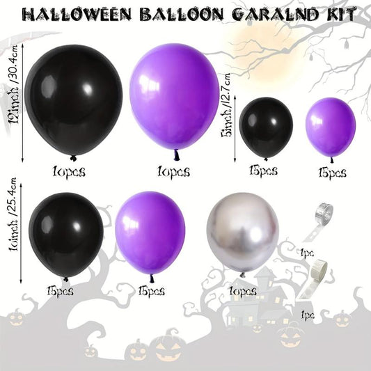 92pcs Purple & Silver Balloon Arch Garland Kit for Halloween Birthday Party