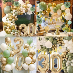 30th Birthday Decorations - Foil 30th Balloons and Happy Birthday Banner