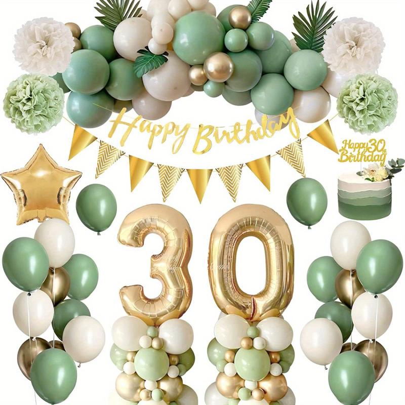 30th Birthday Decorations - Foil 30th Balloons and Happy Birthday Banner