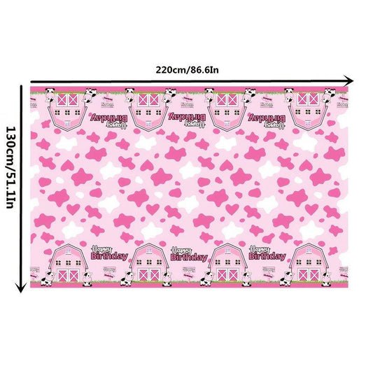Pink Cow Tablecloth Kids Birthday Party Decoration Disposable Plastic