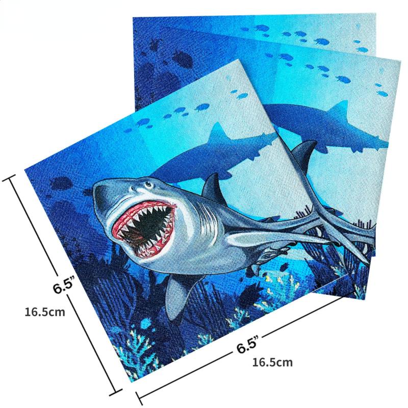 20pcs Marine Life Under the Sea Shark Tissue Napkin Set