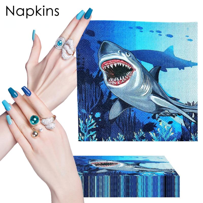 20pcs Marine Life Under the Sea Shark Tissue Napkin Set