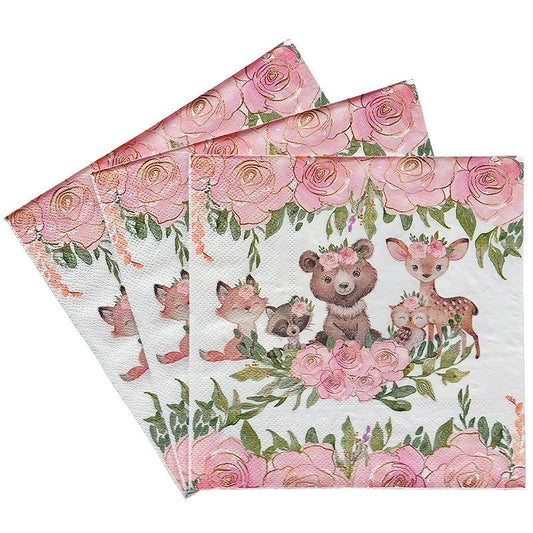 20pcs Colorful Animal Party Tissue Napkin Set