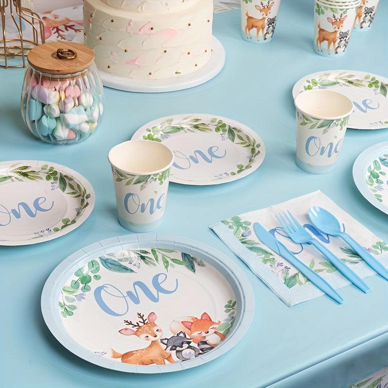 Wild One Plates and Cups Set for 1st Birthday Decorations