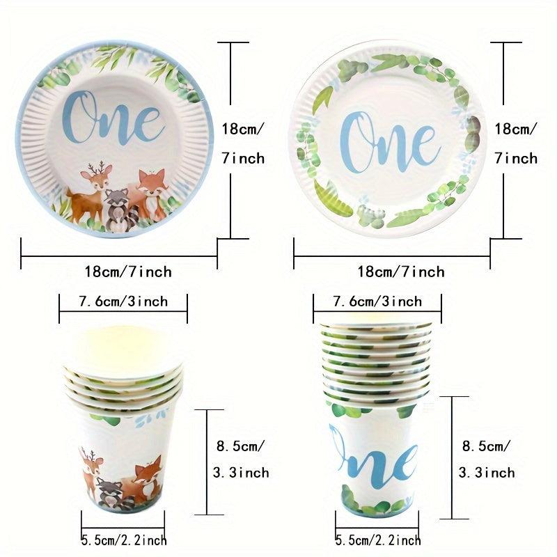 Wild One Plates and Cups Set for 1st Birthday Decorations