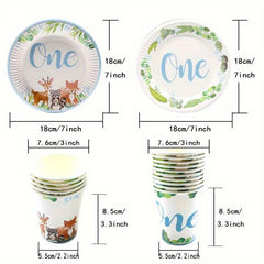 Wild One Plates and Cups Set for 1st Birthday Decorations