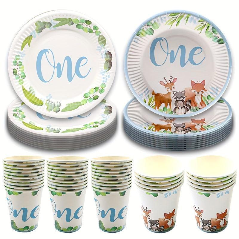 Wild One Plates and Cups Set for 1st Birthday Decorations