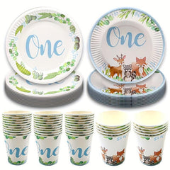 Wild One Plates and Cups Set for 1st Birthday Decorations