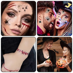 30pcs Halloween Face Temporary Tattoos 3D Spider Tattoos Stickers Waterproof