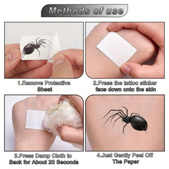 30pcs Halloween Face Temporary Tattoos 3D Spider Tattoos Stickers Waterproof