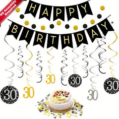30th Birthday Party PVC Spiral Charm Decoration Set