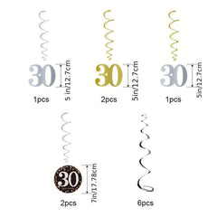 30th Birthday Party PVC Spiral Charm Decoration Set