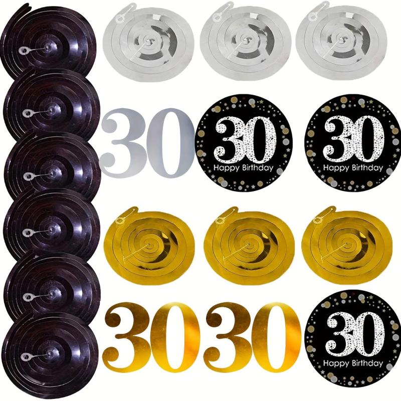 30th Birthday Party PVC Spiral Charm Decoration Set