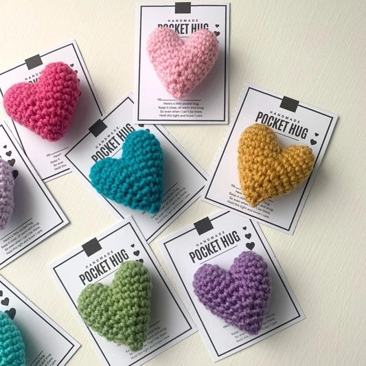 Crocheted Heart Pocket Hug Gift, Easter Christmas Birthday Companion Gift
