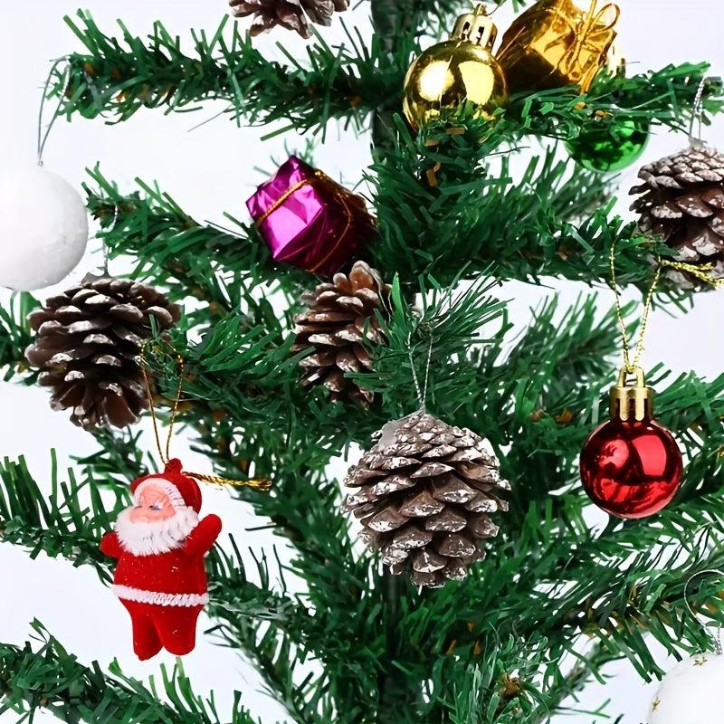 9pcs Christmas Pine Cones Snow Tipped With String 3.99cm