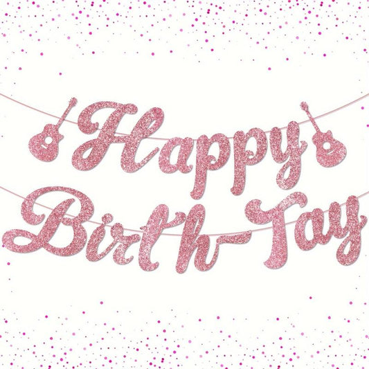 Singer Birthday Decorations Happy Birthday Banner Glitter Rose Golden