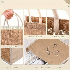 Oversized Burlap Tote Bag for Beach and Shopping