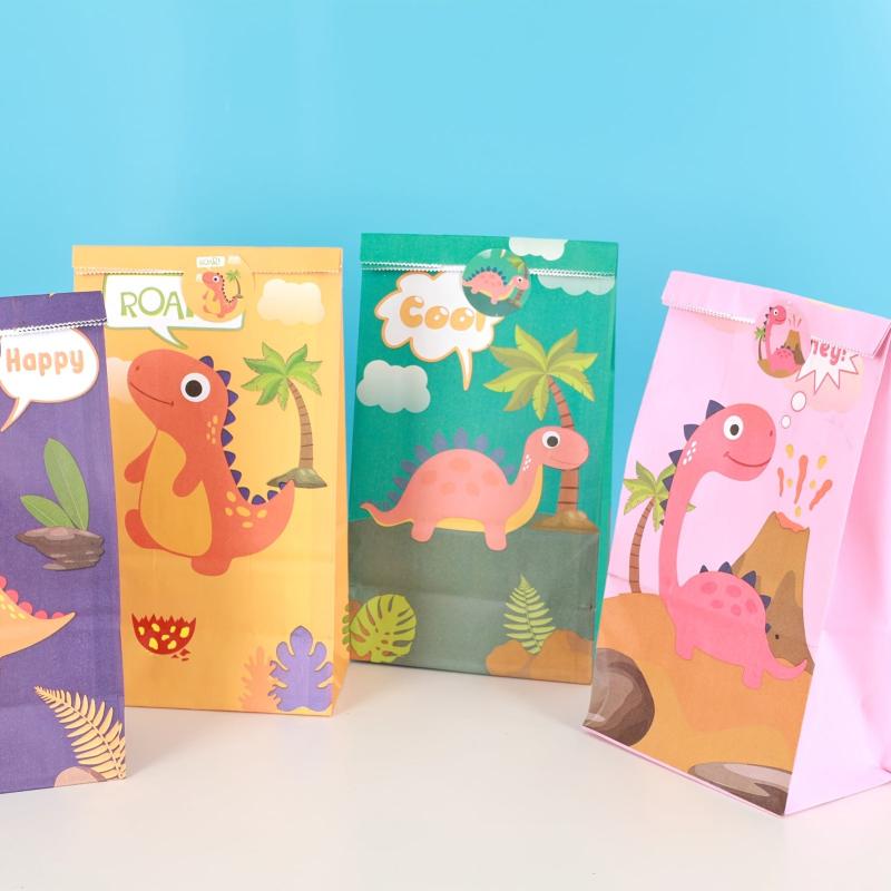 16 Pcs Dinosaur Party Bags with Stickers