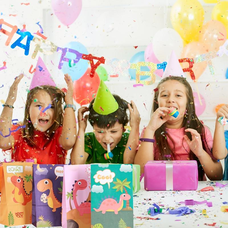 16 Pcs Dinosaur Party Bags with Stickers