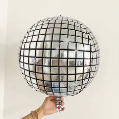 70s Disco Party Decorations 10pcs 4D Giant Round Silvery Mylar Balloons