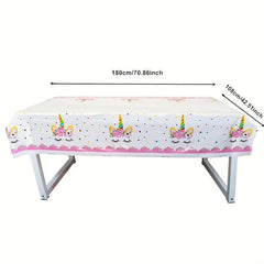 Unicorn Tablecloth For Birthday Party Decoration