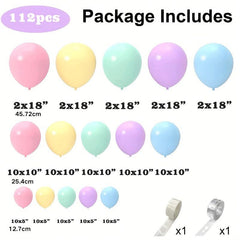 112pcs Pastel Balloon Garland Kit Magical Rainbow Balloon