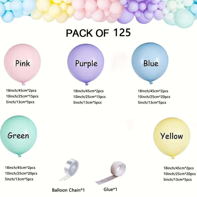 125pcs Pastel Balloons Kit for Unicorn and Ice Cream Party