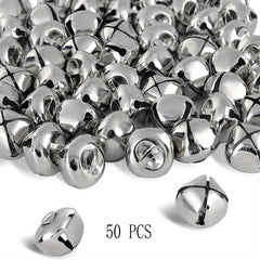 50pcs Christmas Tree Bells Silvery Cross Bell Craft Accessories