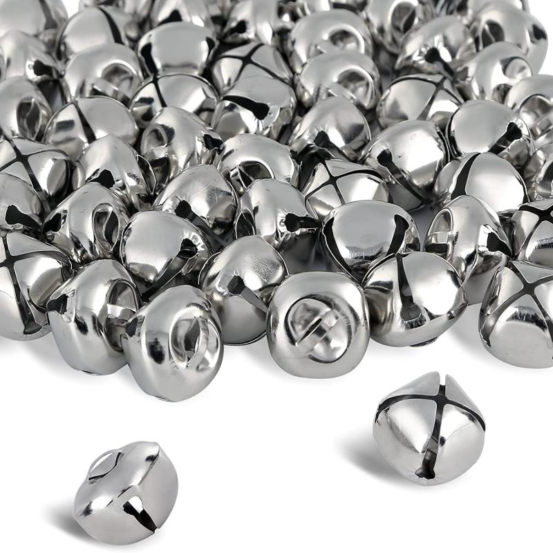 50pcs Christmas Tree Bells Silvery Cross Bell Craft Accessories