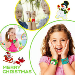 24pc Christmas Snap Bracelets - Xmas Party Favors Assorted Designs