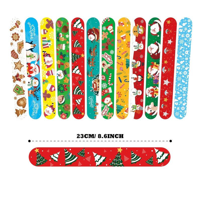 24pc Christmas Snap Bracelets - Xmas Party Favors Assorted Designs