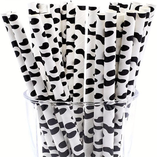 25pcs Cow Party Supplies Straws Farm Birthday Party Supplies Paper Straws