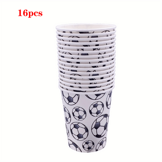 16pcs Soccer Party Supplies Soccer Theme Birthday Tableware Set