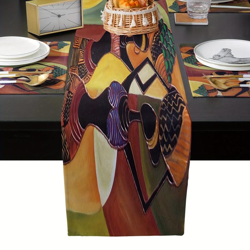 African Women Linen Table Runner 13x72 Inch