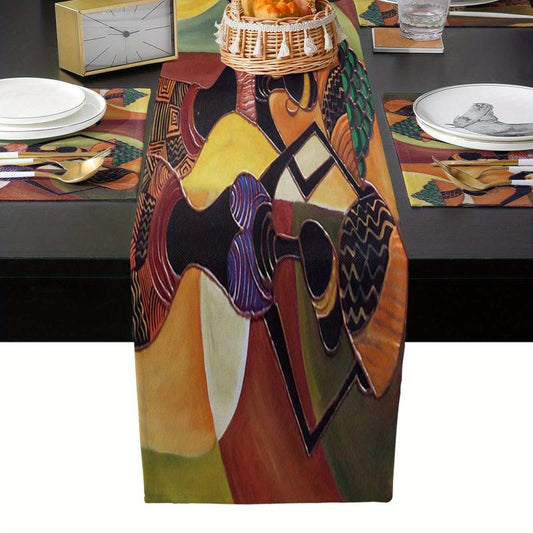 African Women Linen Table Runner 13x72 Inch