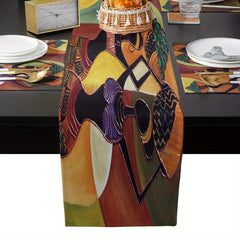 African Women Linen Table Runner 13x72 Inch