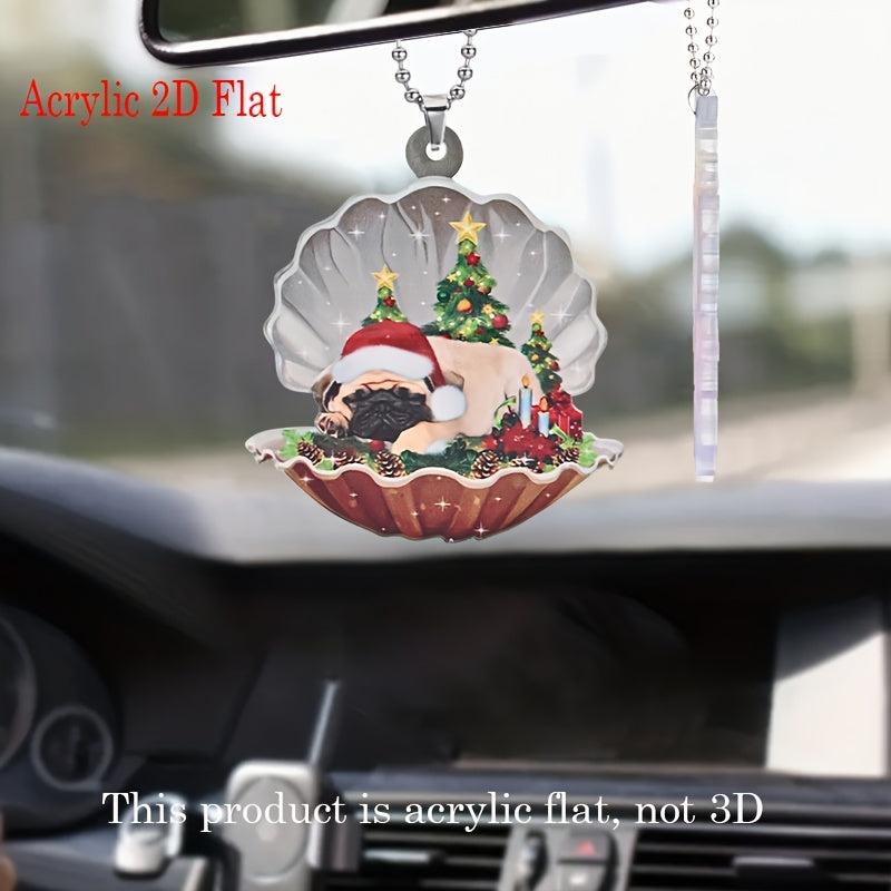 Christmas Puppy Shell Keychain Bag Pendant Car Decoration Gift