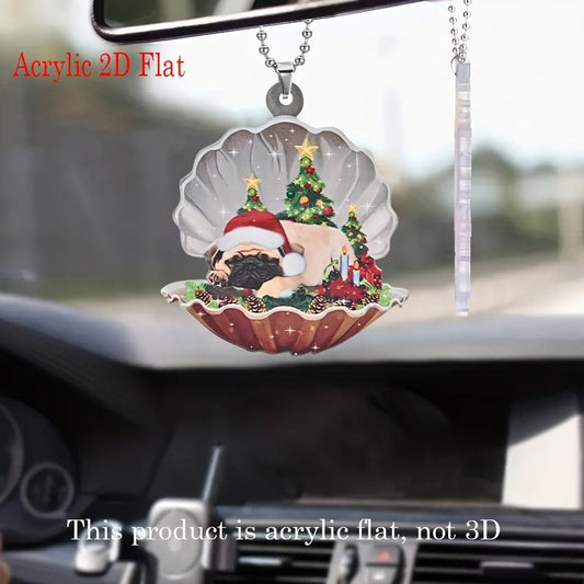 Christmas Puppy Shell Keychain Bag Pendant Car Decoration Gift