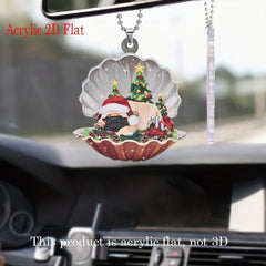 Christmas Puppy Shell Keychain Bag Pendant Car Decoration Gift