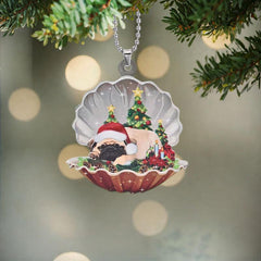 Christmas Puppy Shell Keychain Bag Pendant Car Decoration Gift