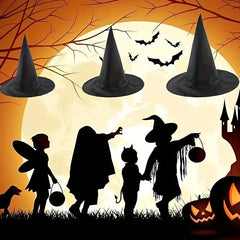 3pcs Halloween Witch Hats w/ Hanging Rope for Courtyard Decoration