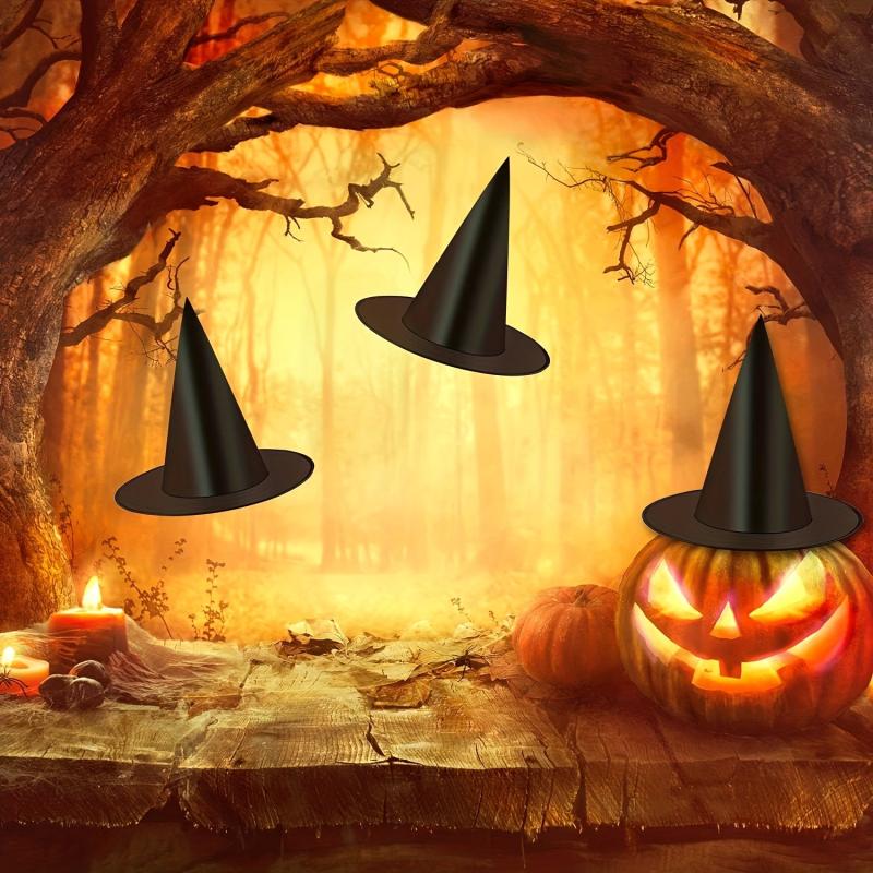 3pcs Halloween Witch Hats w/ Hanging Rope for Courtyard Decoration