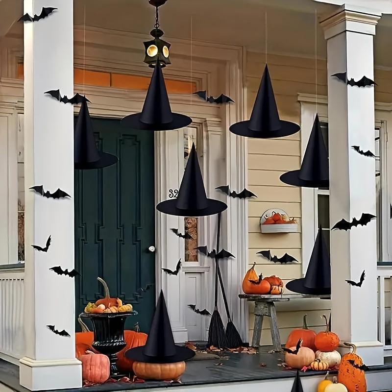 3pcs Halloween Witch Hats w/ Hanging Rope for Courtyard Decoration