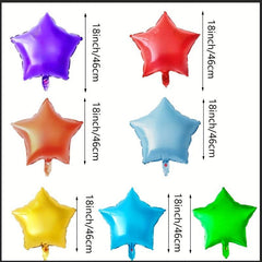 21pcs Star Foil Rainbow Balloons Party Decoration