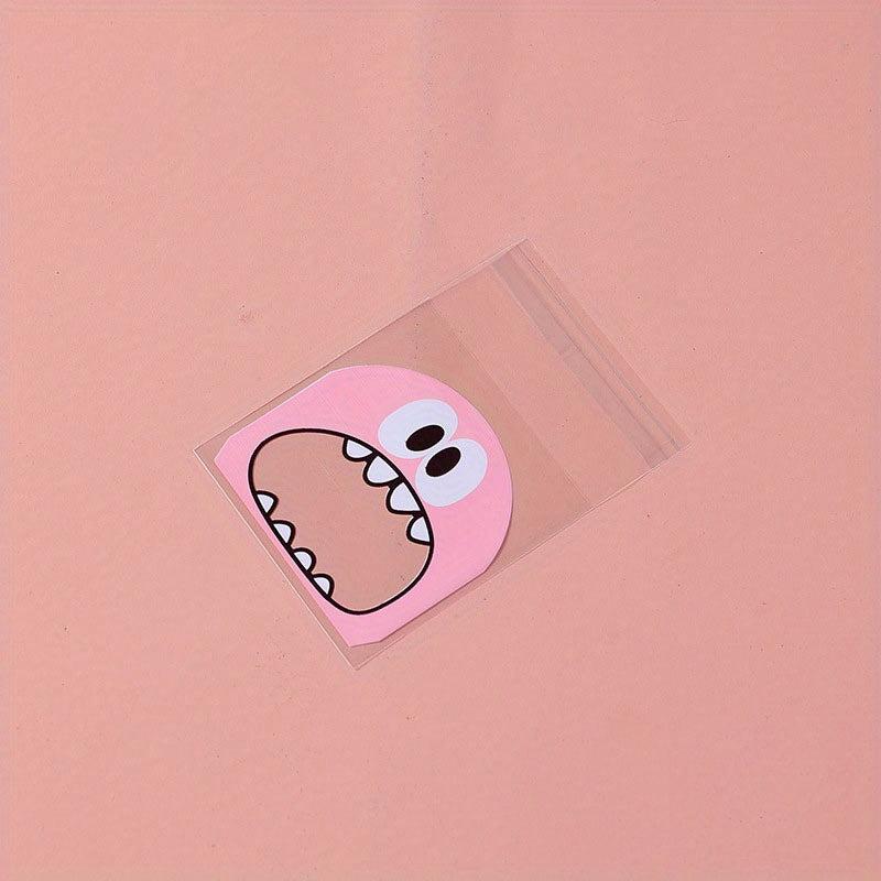 100pcs Monster Biscuit Candy Bags, Self-adhesive, Christmas Baking