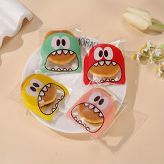 100pcs Monster Biscuit Candy Bags, Self-adhesive, Christmas Baking