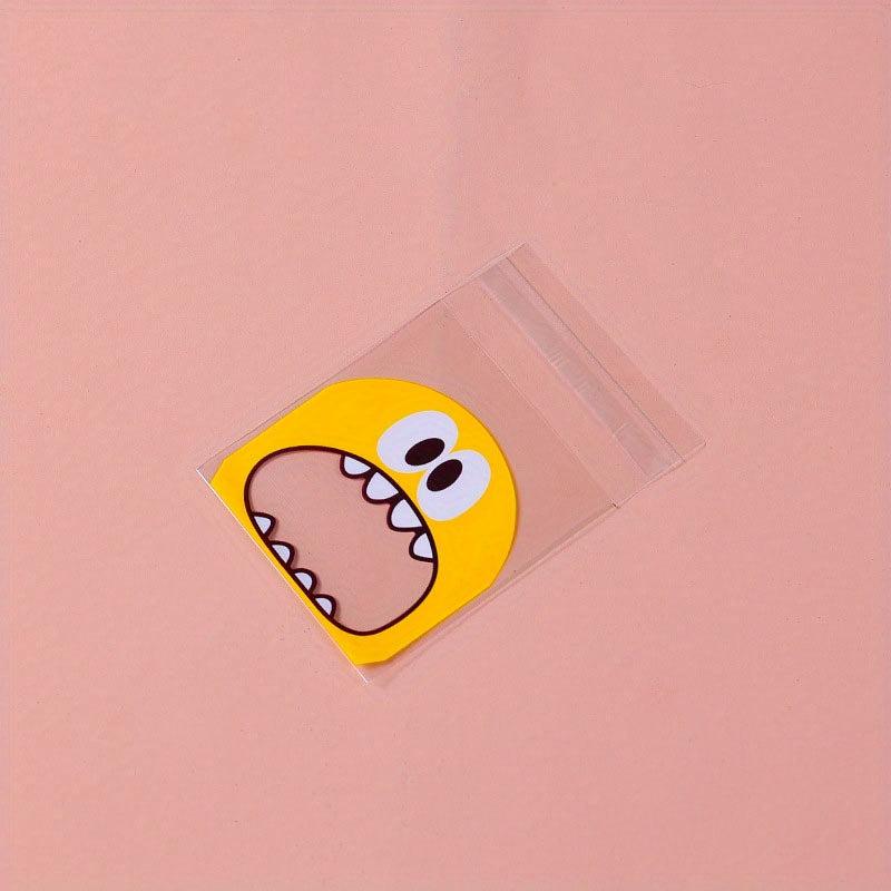 100pcs Monster Biscuit Candy Bags, Self-adhesive, Christmas Baking