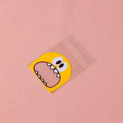 100pcs Monster Biscuit Candy Bags, Self-adhesive, Christmas Baking