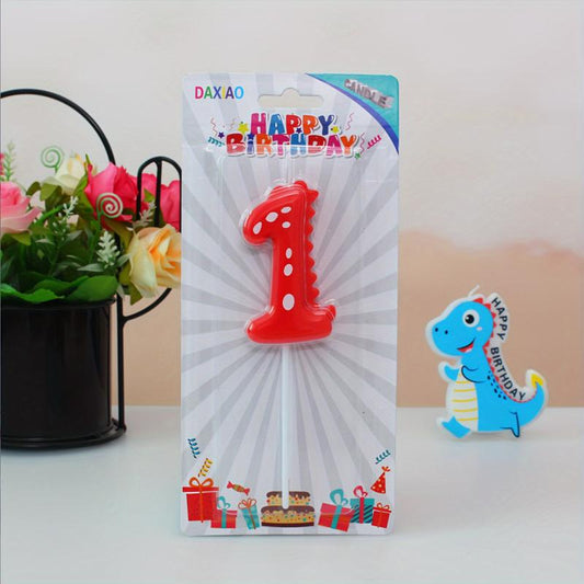 Dinosaur Number Birthday Candles Smoke Cake Inserts Candy colored